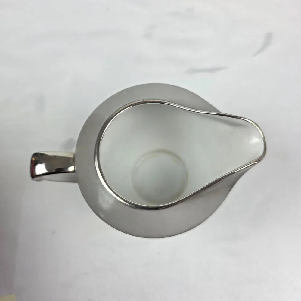 Sango Plantina Creamer White with Gray Band & Platinum Trim